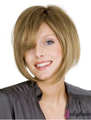 Chin Length Blonde Modern 10 inch Wavy Bob Wigs