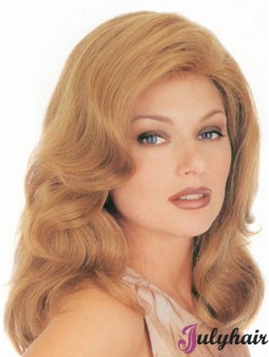 Human Hair Wavy Blonde Convenient Long Classic Wigs