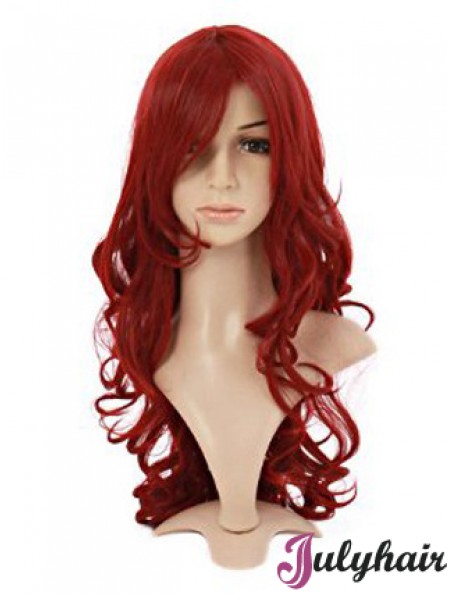 Wavy With Bangs Lace Front Style 20 inch Red Long Wigs