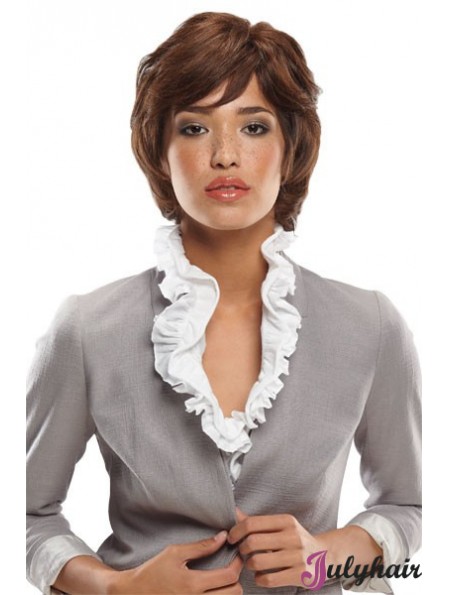 Bobs Chin Length Auburn Wavy Durable Petite Wigs