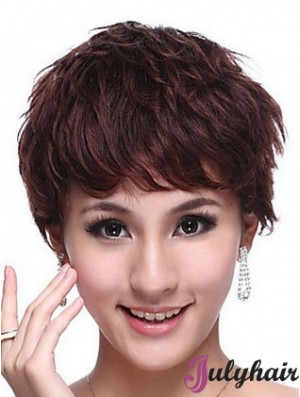 Capless Wavy Boycuts Cropped Trendy Human Hair Wigs