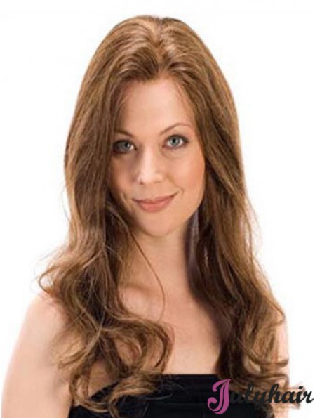 Wavy Remy Human Long Brown Monofilament Human Hair Wigs