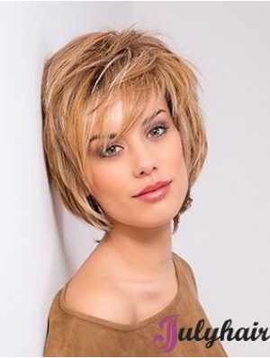 Blonde Monofilament Straight Bobs 10 inch Copper Chin Length Human Hair Lace Front Wigs