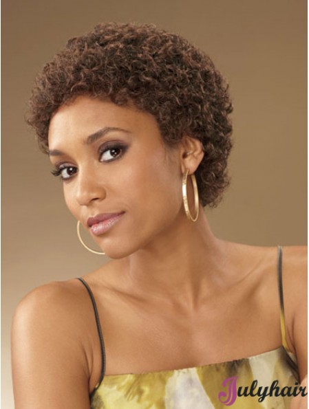 Low Density Brown Short Curly Wigs for African Hair