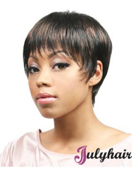 African Hair Wigs Boycuts Cropped Length Straight Style With Capless