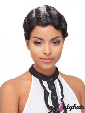 Short Black Boycuts Wavy Modern Full Lace Wigs