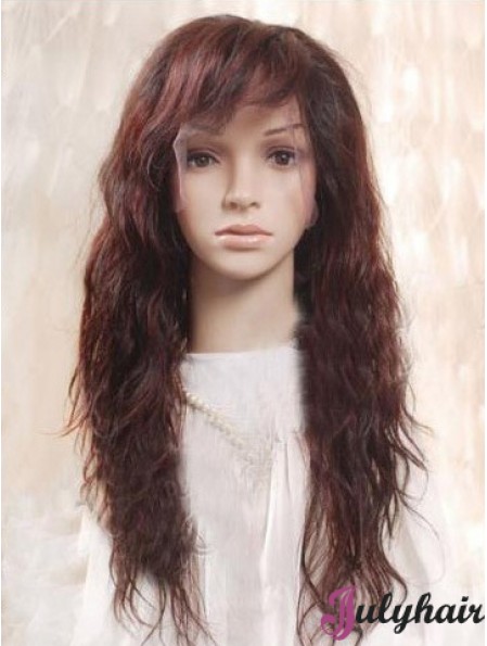 Auburn 100% Hand Tied Layered Wavy Remy Human Long Mono Wigs