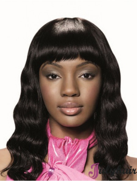 Long Black Wavy With Bangs New African American Wigs