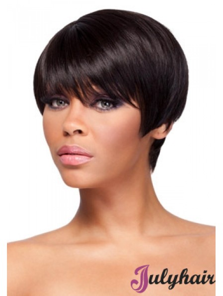 Cropped Auburn Straight Boycuts Gorgeous African American Wigs