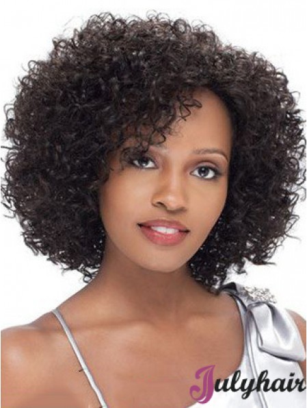 Brazilian Human Hair Short Lace Front Black Kinky Curly Wigs For Black Women