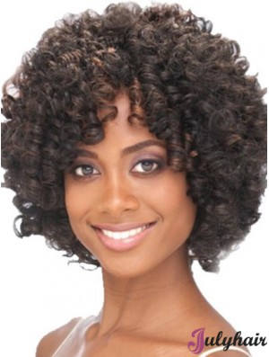 Chin Length Capless Layered Kinky Synthetic Black Woman's Wigs