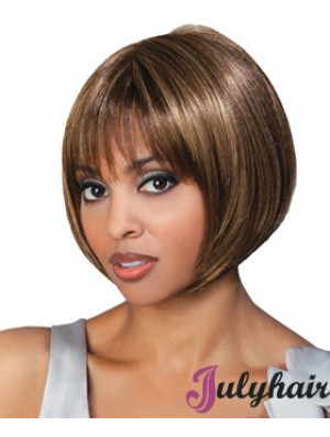 Chin Length Brown Straight Bobs Top African American Wigs