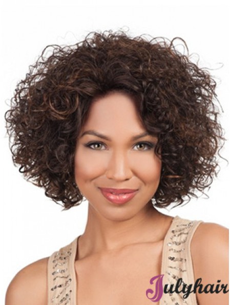 High Quality Chin Length Kinky 10 inch Synthetic Glueless Lace Front Wigs