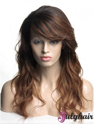 Long Brown Wavy With Bangs Cheapest African American Wigs