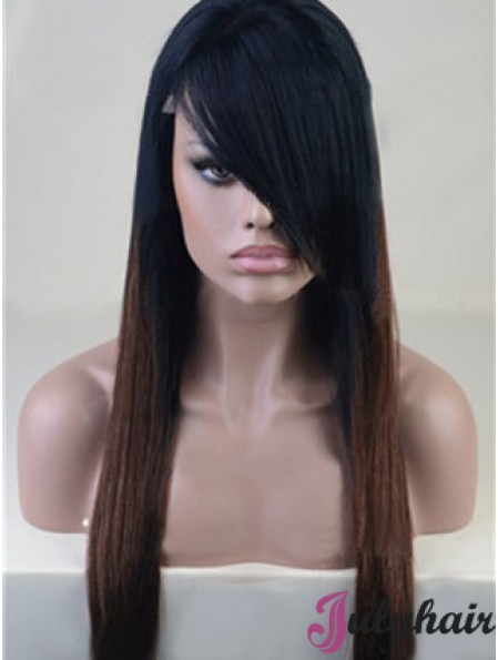 Long Straight With Bangs Full Lace 26 inch Stylish Black Women Wigs