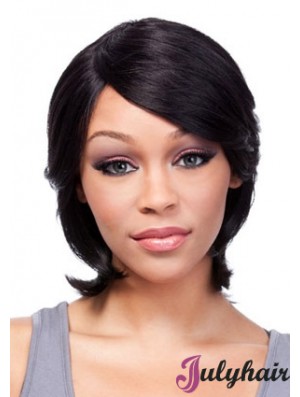 Chin Length Black Straight With Bangs Incredible African American Wigs