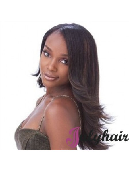 Long Brown Wavy Without Bangs Designed African American Wigs