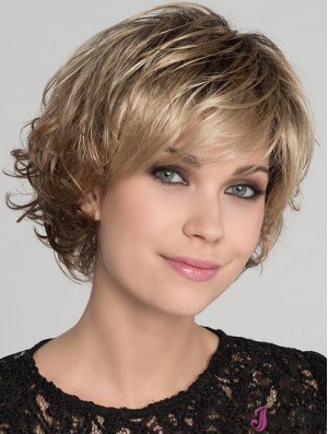 Natural Blonde Wavy Short Synthetic Bob Lace Wigs