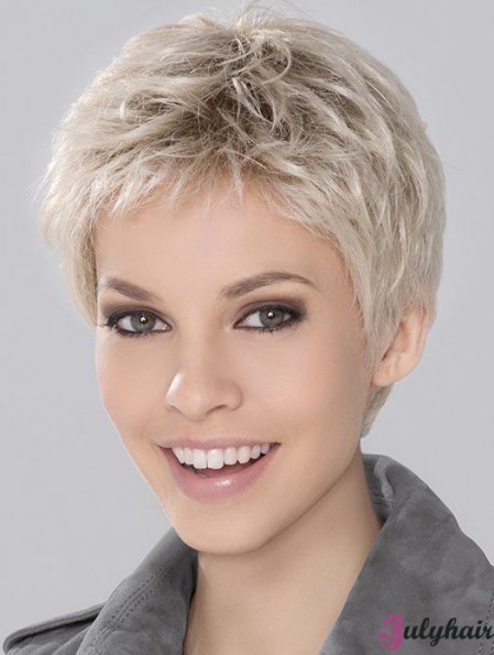 Lightweight Platinum Blonde Short Lace Wigs for Women