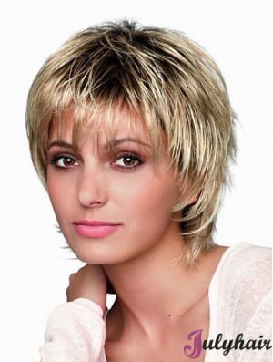 8 inch Short Designed Blonde Straight Bob Wigs