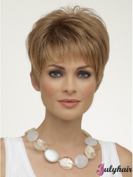 Natural Synthetic Wigs Boycuts Cropped Length Blonde Color Wigs