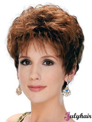 Classic Lady Wig With Capless Synthetic Curly Style Short Length