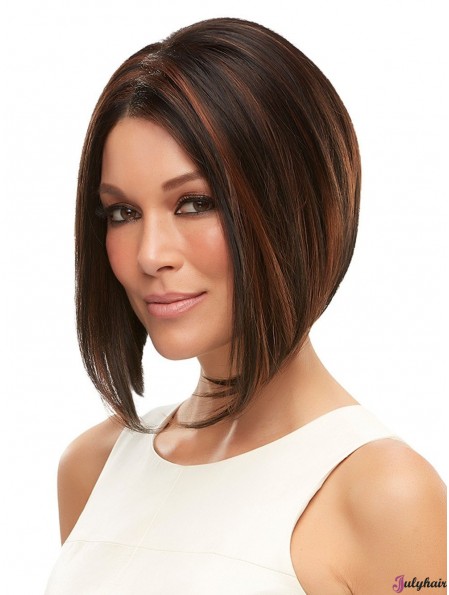 Chin Length Straight Brown 10 inch Glueless Lace Wig