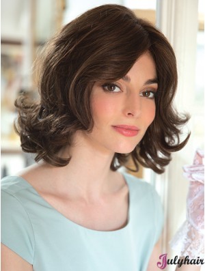 New 12 inch Brown Shoulder Length Layered Wavy Lace Wigs