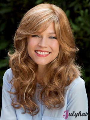 Blonde 16 inch With Bangs Long Flexibility Monofilament Wigs