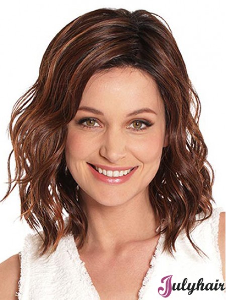 Auburn 14 inch Without Bangs Shoulder Length Top Monofilament Wigs