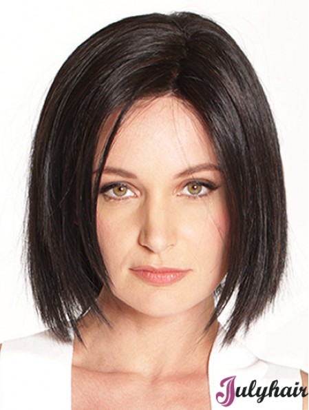 10 inch Chin Length Black Straight Soft Bob Wigs