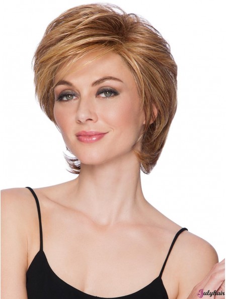 Capless Blonde 8 inch Short Layered Synthetic Wigs