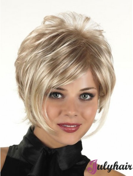 Synthetic Wigs For Sale With Capless Blonde Color Curly Style