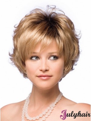 Synthetic Hair UK With Capless Short Length Blonde Color