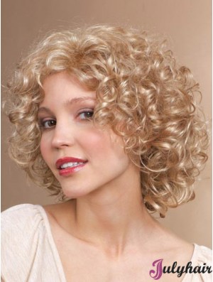 Chin Length Classic Curly Blonde Stylish Synthetic Wigs