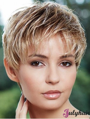 Cheapest 6 inch Straight Blonde Boycuts Short Wigs