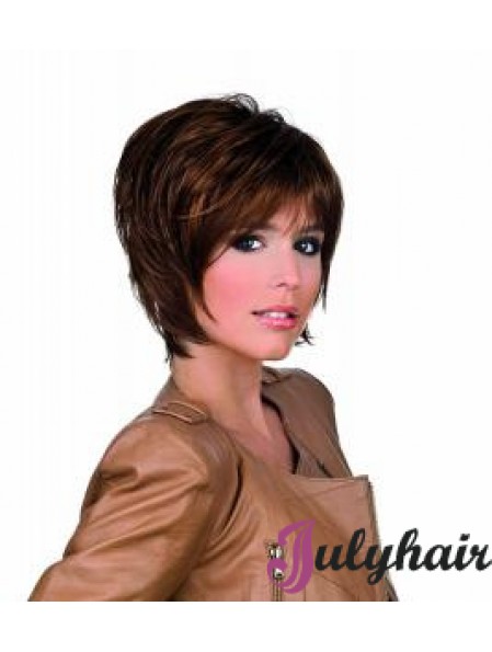 Flexibility Auburn Chin Length Straight Layered Lace Front Wigs