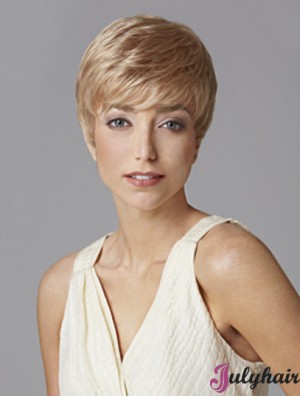 Fashionable 5 inch Straight Blonde Boycuts Short Wigs