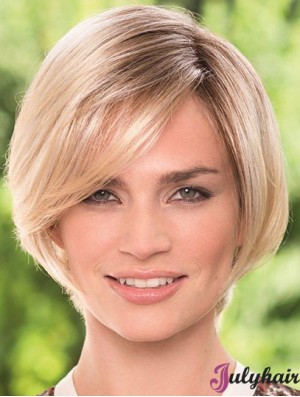 Chin Length Blonde Durable 8 inch Straight Bob Wigs