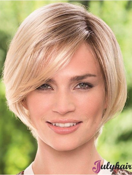 Chin Length Blonde Durable 8 inch Straight Bob Wigs