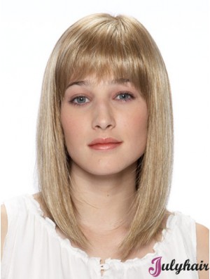 14 inch Blonde Straight Bobs Shoulder Synthetic Lace Front Wig