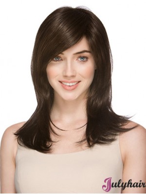 Very Cheap Synthetic Wigs Layered Cut Straight Style Brown Color