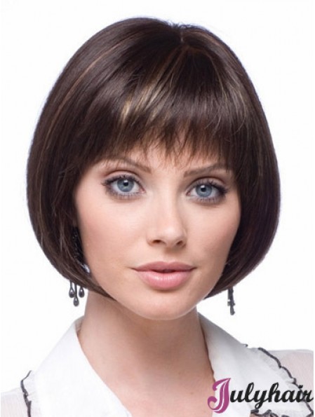 Lace Front Short Straight Brown Flexibility Bob Wigs