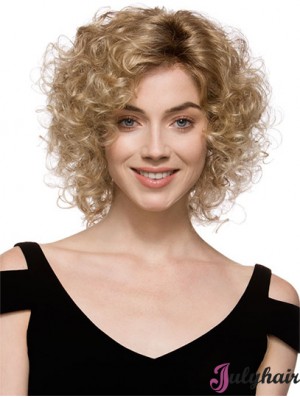 Sleek Brown Chin Length With Bangs Curly Glueless Lace Front Wigs