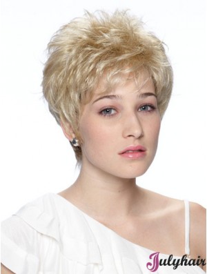 Cropped Boycuts Wavy Blonde Fashionable Synthetic Wigs