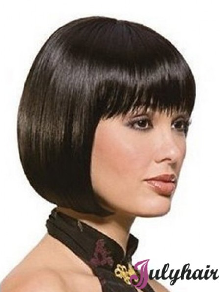 Chin Length Bobs Straight Black Sassy Synthetic Wigs