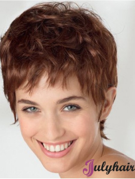 Exquisite 6 inch Wavy Auburn Boycuts Short Wigs