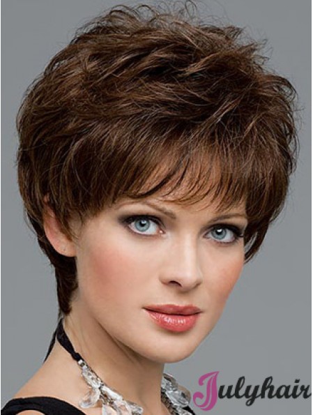 Cutting A Synthetic Wig Boycuts Cropped Length Brown Color