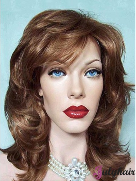 Wavy Layered Shoulder Length Brown Good Lace Front Wigs