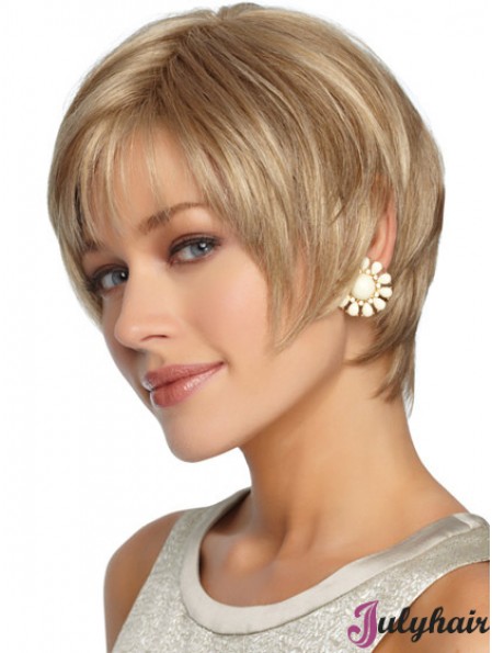 Short Layered Straight Blonde Hairstyles Synthetic Wigs